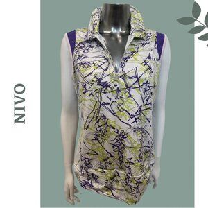 Nivo Golf Women's Abstract Print Top Sleeveless Polo Purple, White Green Medium